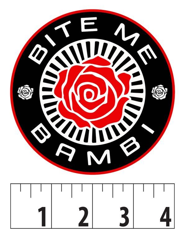 Bite Me Bambi - Rose Logo Sticker 4x4